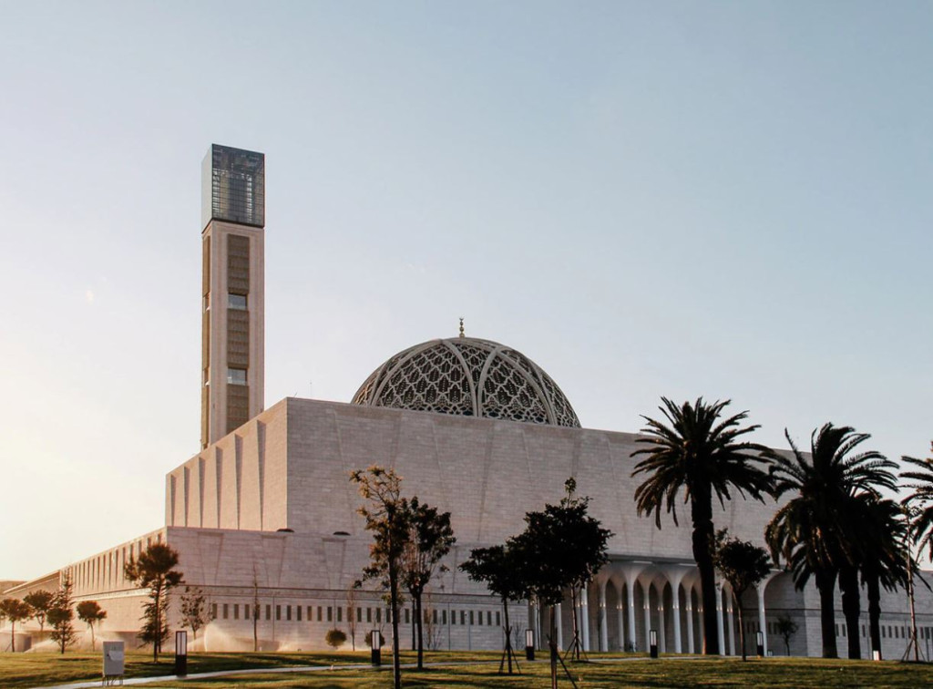 Djamaa El Djazair, the Great Mosque of Algiers, with its tall square minaret