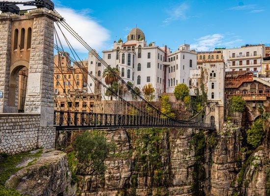 Mellah Slimane footbridge crossing the gorge below the old town of Constantine