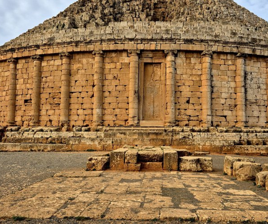 Royal Mausoleum of Mauretania, a stepped stone tomb with columns, near Tipaza