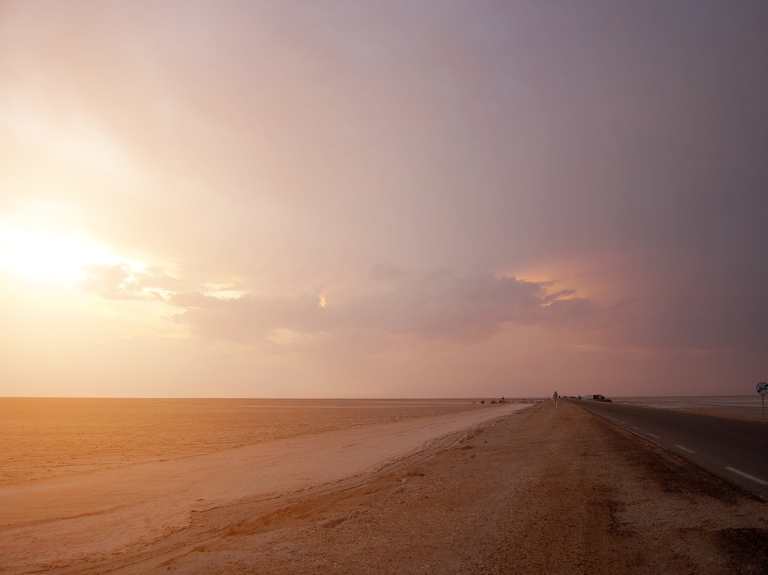 chott djerid landscape from the driving road